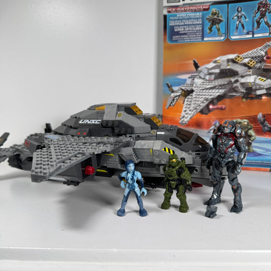 Halo Mega Bloks Construx UNSC Broadsword Midnight Strike Used Complete